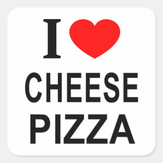 STICKER CARRÉ JE ❤️ FROMAGE PIZA J'AIME FROMAGE PIZZA I COEUR CH