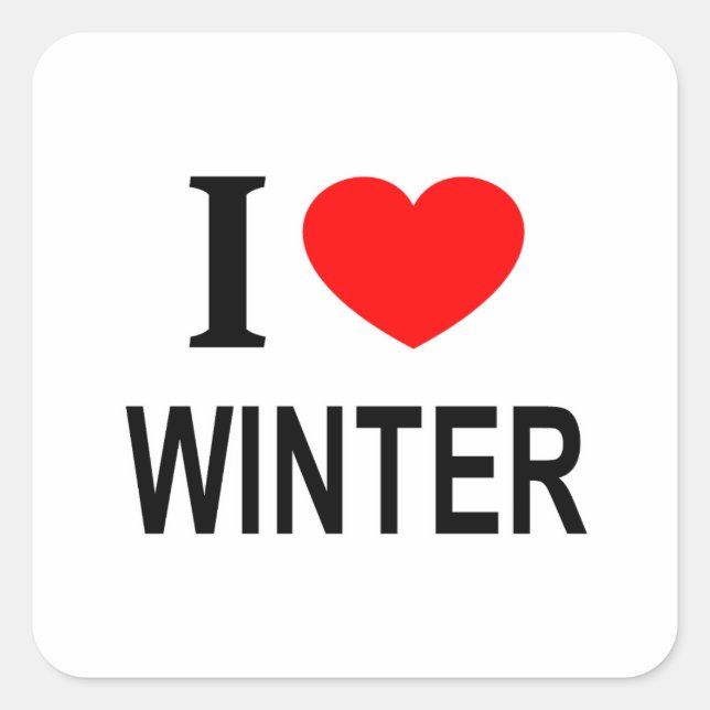 STICKER CARRÉ JE ❤️ HIVER J'AIME HIVER JE COEUR HIVER (Devant)