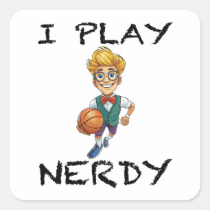 Sticker Carré Je joue Nerdy