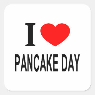 STICKER CARRÉ JE ❤️ JOUR PANCAKE J'AIME JOUR PANCAKE JE COEUR PA