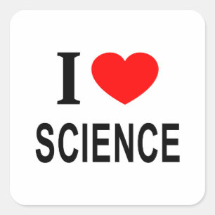 STICKER CARRÉ JE ❤️ LA SCIENCE J'AIME LA SCIENCE JE COEUR LA SCI