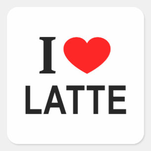 STICKER CARRÉ JE ❤️ LATTE J'AIME LATTE I COEUR LATTE