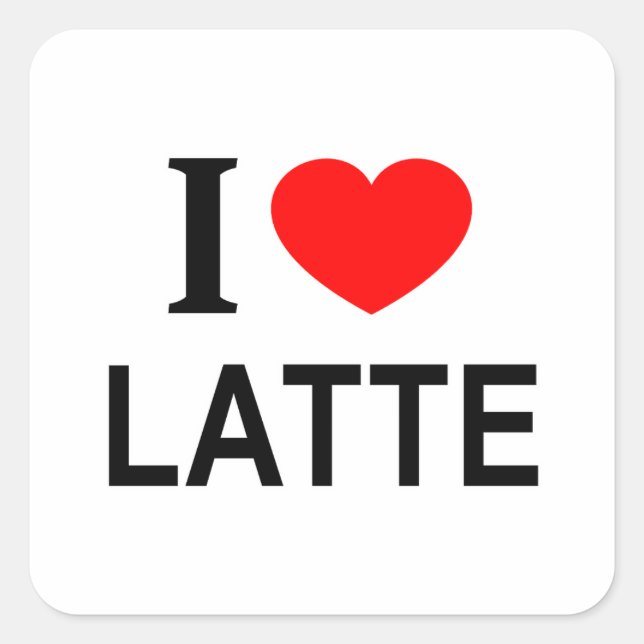 STICKER CARRÉ JE ❤️ LATTE J'AIME LATTE I COEUR LATTE (Devant)