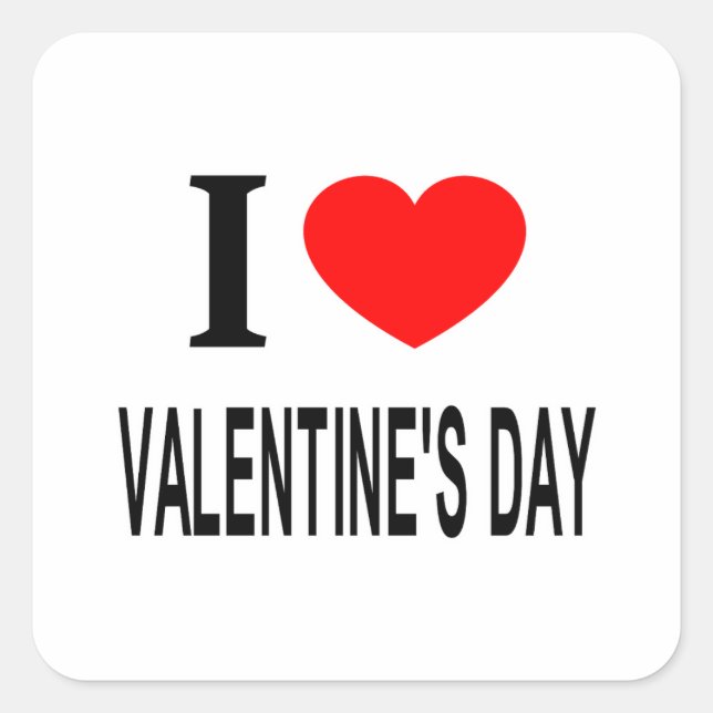 STICKER CARRÉ JE ❤️ LE JOUR DE VALENTINE J'AIME LE JOUR DE VALEN (Devant)