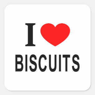 STICKER CARRÉ JE ❤️ LES BISCUITS J'AIME LES BISCUITS DANS LE COE
