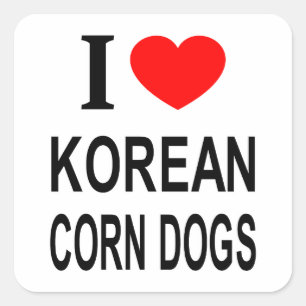 Sticker Carré Je ❤️ les corn dogs coréens Je les adore Je les a