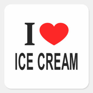 Sticker Carré Je ❤️ les glaces j'aime les glaces j'adore les gla