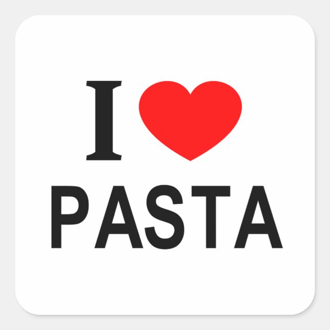 STICKER CARRÉ JE ❤️ LES PÂTES J'AIME LES PÂTES I HEART PASTA (Devant)