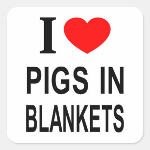 STICKER CARRÉ JE ❤️ LES PIGS EN COUVERTURE J'AIME LES PIGS EN CO