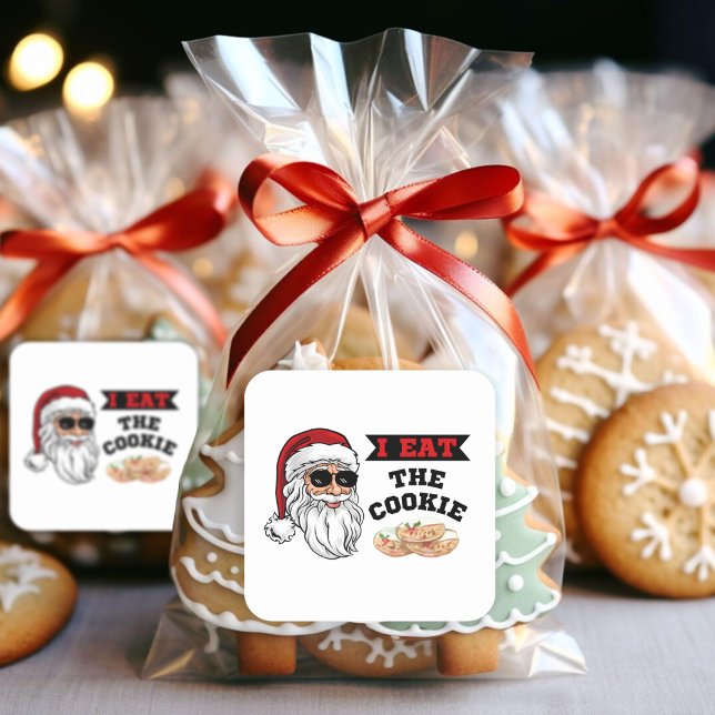 Sticker Carré Je Mange Le Cookie Drôle Dirty Plaisanterie Père N (I Eat The Cookie Funny Dirty Joke Santa Christmas Square Sticker
)