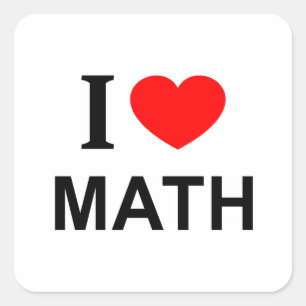 STICKER CARRÉ JE ❤️ MATHS J'AIME MATHS MATHS I HEART MATH