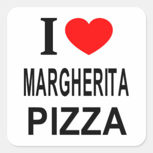 Sticker Carré Je ❤️ PIZZA MARGHERITA J'AIME PIZZA MARGHERITA JE