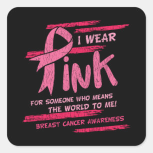 Sticker Carré Je Porte Pink Breast Cancer Sensibilisation Famill