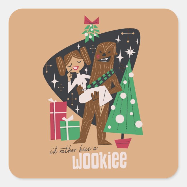 Sticker Carré Je préfère Embrasser un Wookieee (Devant)