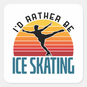 Sticker Carré Je Préférerais Être Patineur sur glace