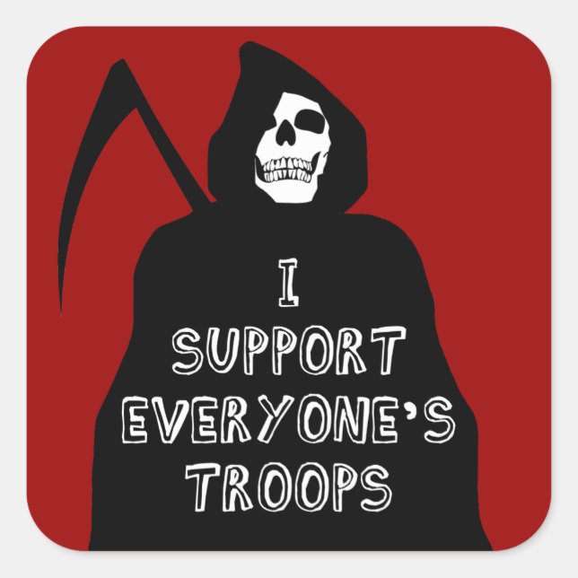 Sticker Carré Je soutiens les troupes de tous (Devant)