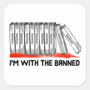 Sticker Carré Je suis avec les livres interdits