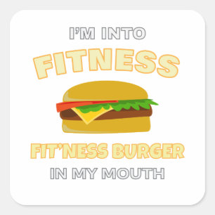 Sticker Carré Je suis dans Fitness Fit'ness Burger In My Mouth F