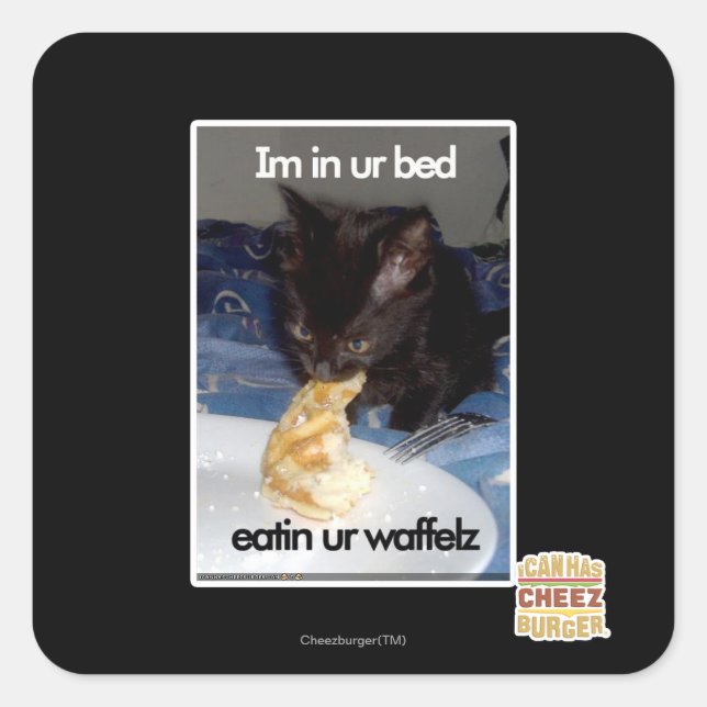 Sticker Carré Je suis dans votre lit (Devant)