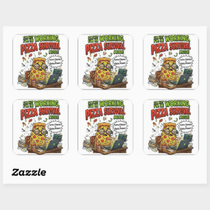 Sticker Carré Je suis en mode survie pizza drôle T-Shirt Pi