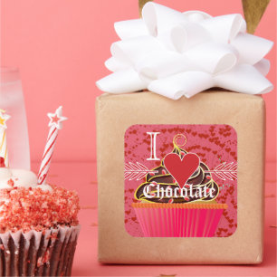 Sticker Carré Je suis fou de chocolat-J'adore le chocolat