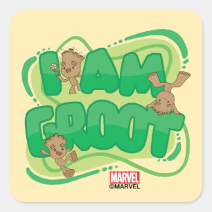 Sticker Carré Je Suis Groot Character Art Text