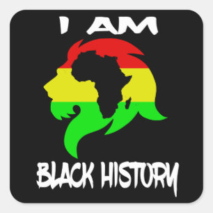 Sticker Carré Je suis le Mois de l'histoire des Noirs Lion afro-
