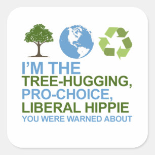Sticker Carré Je suis l'hippie libérale, pro-choix, qui embrasse