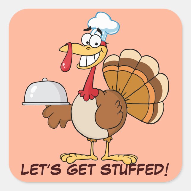 Sticker Carré Je suis prêt à manger le dîner de Thanksgiving (Devant)