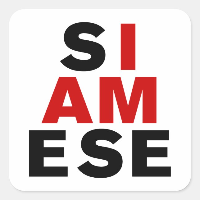 STICKER CARRÉ JE SUIS SIAMESE (Devant)
