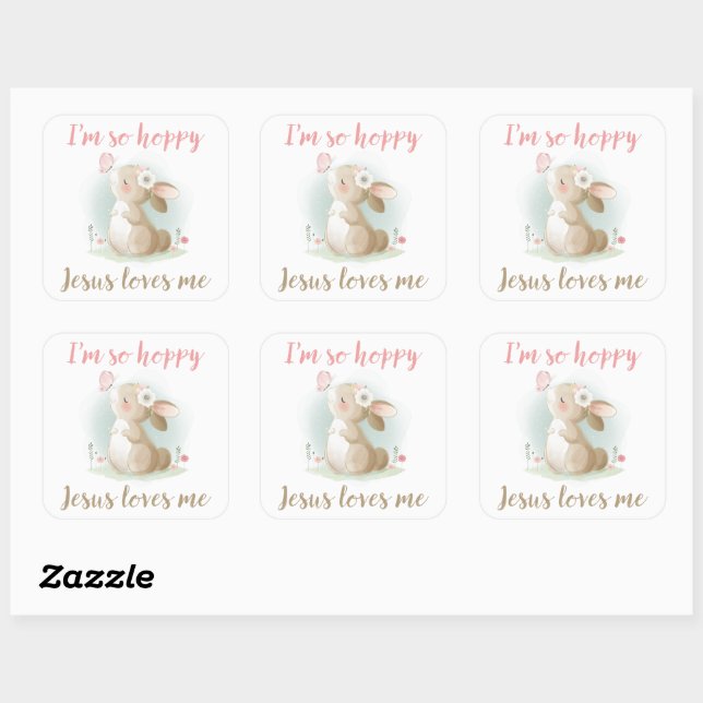 Sticker Carré Je suis tellement chanceux que Jésus m'aime mignon (Feuille)