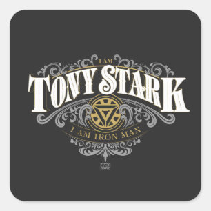 Sticker Carré Je Suis Tony Stark, Je Suis Iron Man Ornate Graphi