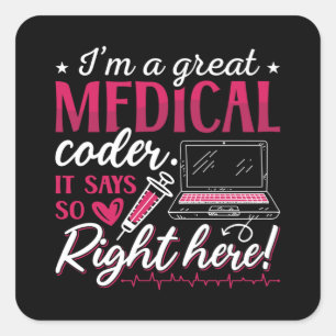 Sticker Carré Je suis un grand programmeur de codage ICD Coder M