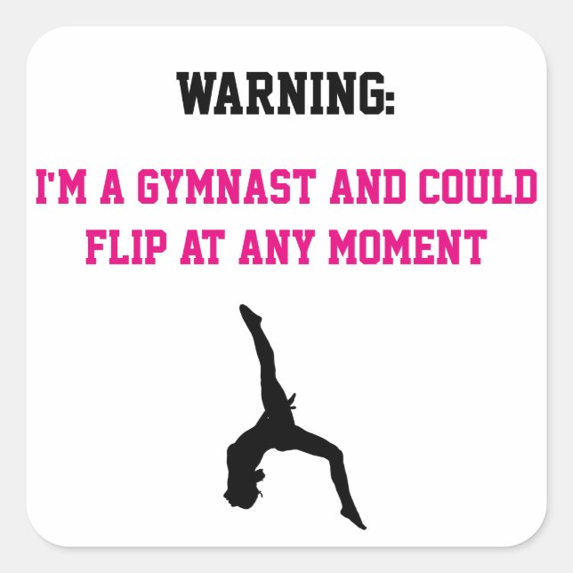 Sticker Carré Je suis un Gymnaste Magenta Gymnastique amusant Ci (Devant)