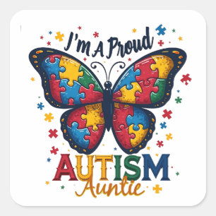 Sticker Carré Je suis une Tante de l'Autisme Fièr Autism Awarene
