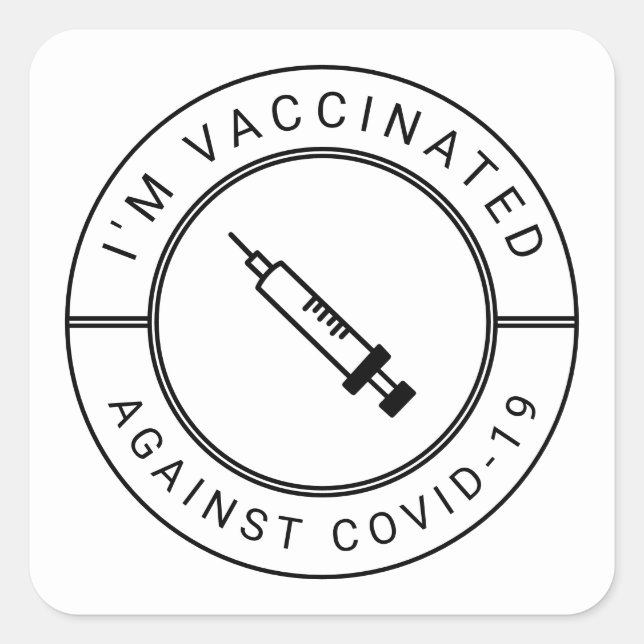 Sticker Carré Je suis vacciné contre le bouton professionnel Cov (Devant)