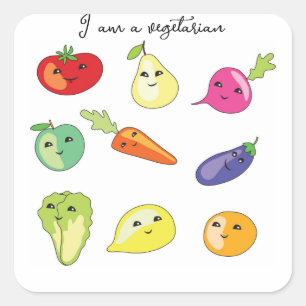 Sticker Carré Je suis végétarien