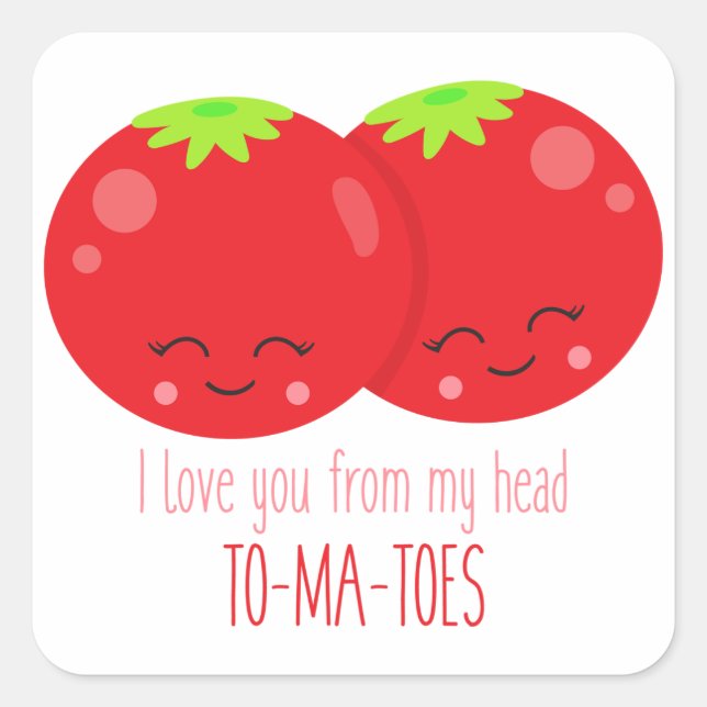 Sticker Carré Je T'Aime De Ma Tête Tomates (Devant)