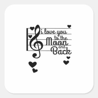 Sticker Carré Je t'aime jusqu'à la lune et retour Citation d'amo