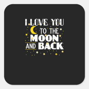 Sticker Carré Je t'aime jusqu'à la lune et retour Vintage Stars 