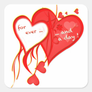 STICKER CARRÉ JE T'AIME POUR TOUJOURS ET UN COEUR DE JOUR