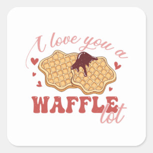 Sticker Carré Je t'aime une gaufre beaucoup drôle Simple Valenti