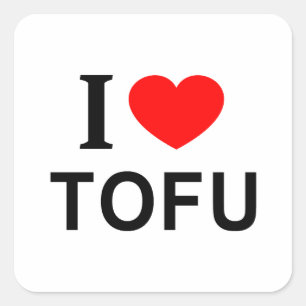 STICKER CARRÉ JE ❤️ TOFU J'AIME TOFU I COEUR TOFU