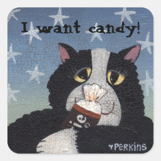 Sticker Carré Je veux des bonbons !