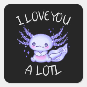 Sticker Carré Je vous aime beaucoup Axolotl en amour Faux Canvas