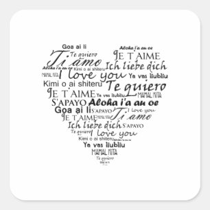 Sticker Carré Je vous aime dans d'autres langues 5
