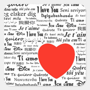 Sticker Carré Je vous aime dans différentes langues