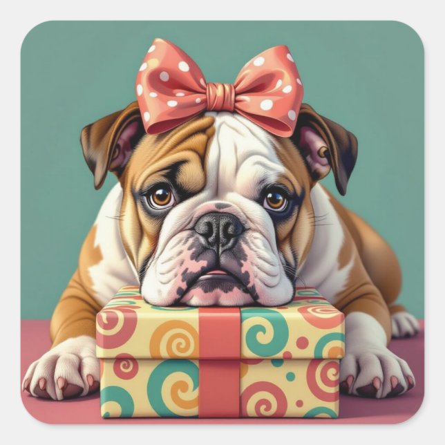Sticker Carré Je vous souhaite un anniversaire paw-some | Funny  (Devant)