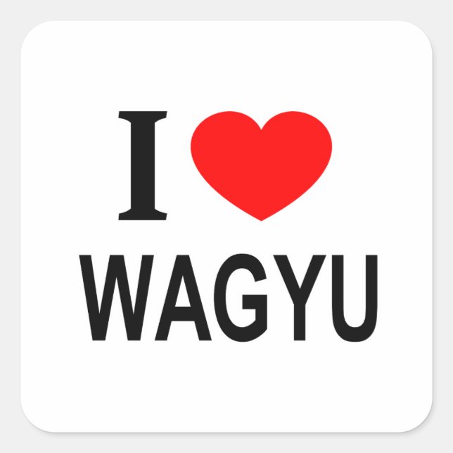 STICKER CARRÉ JE ❤️ WAGYU J'AIME WAGYU I COEUR WAGYU (Devant)