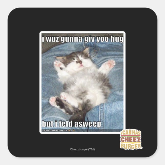 Sticker Carré Je wuz gunna vous donne un câlin (Devant)